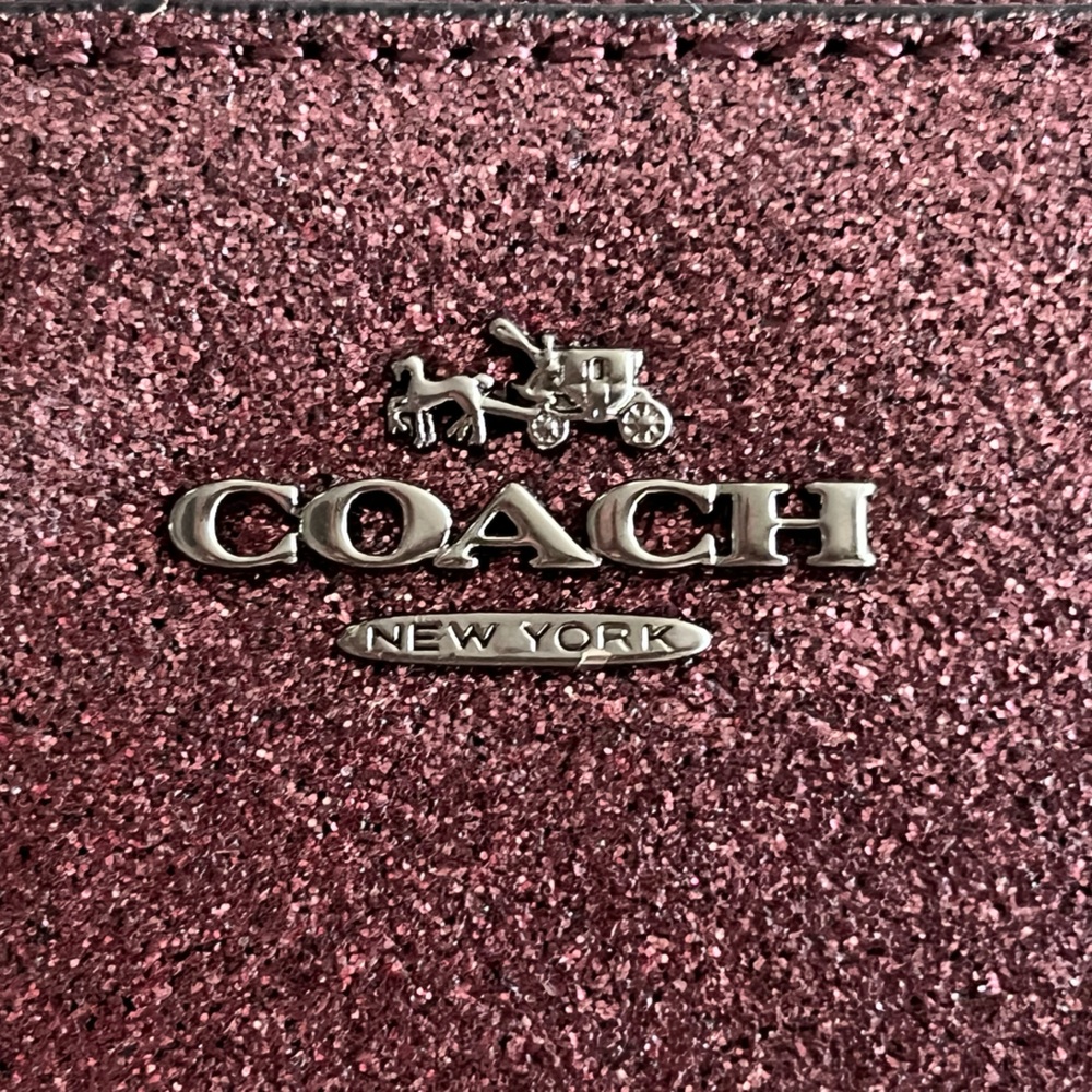 Metallic Cherry Coach Wristlet Wallet with Logo Bag Chain Strap - Picture 3 of 9